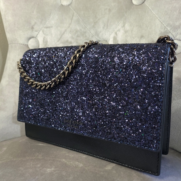 🍒NWT🍒 KATE SPADE HOLIDAY SAFFIANO GLITTER CONVERTIBLE BAG - Picture 3 of 12